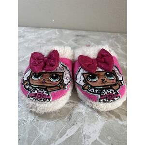Preowned Kid’s Slippers LOL Surprise Doll Girl’s Pink Leopard Girls Size 12 Bows